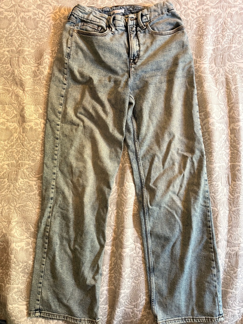 Good American Mid-rise  Light Wash Women's Straight Leg  Baggy Jeans